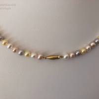 Bunte Perlenkette, Zuchtperlen (teils gefärbt), Home Office, Geschenk für Frauen, Perlencollier, Brautschmuck, Handarb Bild 7