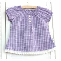 Kinder-Shirt - 98/104 karierte Bluse für Mädchen, flieder, Retro-Charme Bild 1