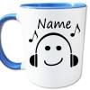 Musik Tasse mit Name, Personalisierte Geschenke Weihnachten Geburtstag, Musik Hören, Kopfhörer, Glücklich, Kaffeetasse Bild 3