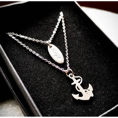 Kette, Halskette, Mehrfachkette, Edelstahl, Edelstahlkette, Doppelkette, Hoffnung