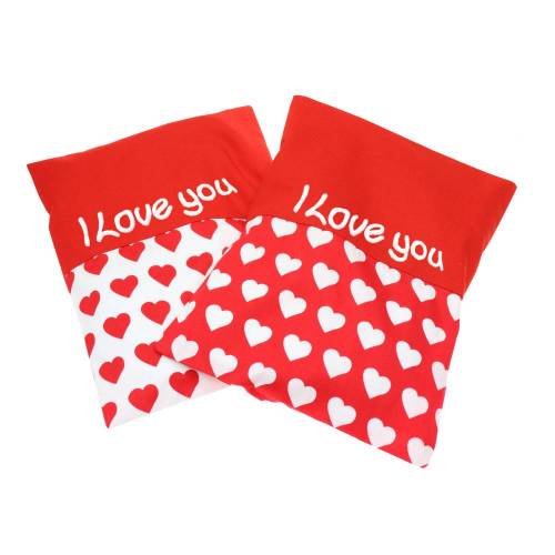 Wärmekissen klein 19 x 24 cm mit Herzen und Namen Rapskissen Füllung Rapssamen Rapskissen Körnerkissen zum Wärmen