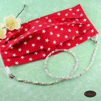 Brillenkette - Snowty - weiße Glasperlen Perlenband für Mundmasken Haltekette für Behelfsmasken Maskenkette Bild 2