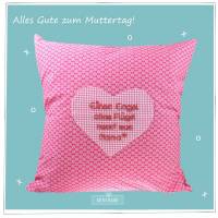 Kissen Blume mit Namen & Herz pink mit eigenem Spruch Beste Mama der Welt Dekokissen Personalisiertes Kissen Kissenbezug Bild 1