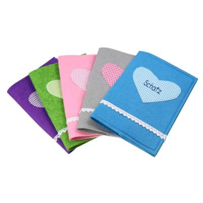 U-Heft Hüllen mit Namen aus Filz 32x22,5cm Personalisierte Mutterpasshülle mit Herz verschiedene Farben Buchhülle - Mutt