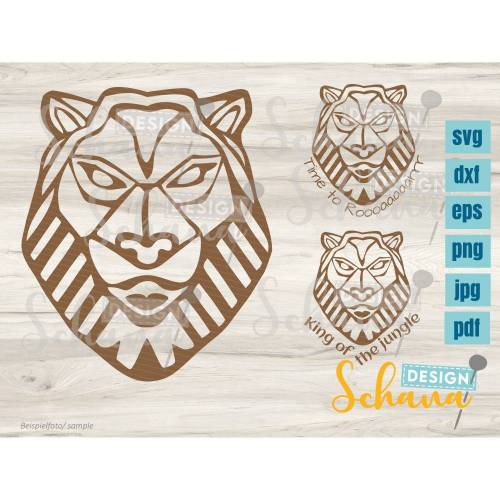 Löwenkopf mega cool geometrischer Stil mit Sprüchen als svg dxf png jpg eps pdf Schneideplotter Lasercut Digistamp Dschu