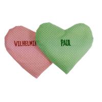 Personalisierte Zierkissen kleines Kissen Herz mit Spruch - Herzkissen rosa grün Herzkissen kleines Geschenk mit Kissenf Bild 1