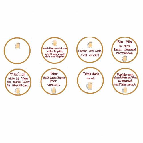 Bier Untersetzer Set Version 1 (7 Sprüche + 1 Leerer Untersetzer) ITH