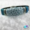 Handgearbeitete Schiebeperlen blau Mosaik echt Leder Armband  in Wunschlänge ART 4169 Bild 2