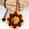 Makramee-Halskette "Sonnenblume" mit Mookait Bild 3