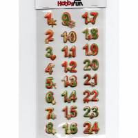 Sticker  Zahlen Adventskalender 1 - 24 softy Sticker rot Bild 1