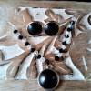 Schmuckset Kette mit Anhänger, SWAROVSKI ELEMENTS Perlen und silberfarbene Stecker schwarz silber Bild 2