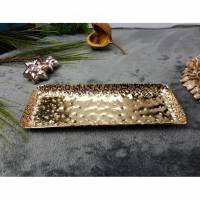 Weihnachtsdeko Aluminiumtablett champagner gold, länglich, edel, elegant, Tischdeko Tablett Bild 1