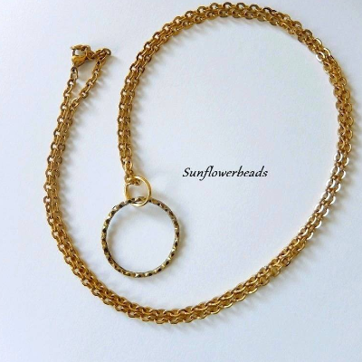 Edelstahlkette gold mit Schmuckring für Wechselanhänger