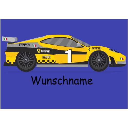 Liebevolles Wandtattoo Race Car für das Kinderzimmer, Spielzimmer,konturgeschnitten in 10 Größen ab 80 cm B x 25 cm H