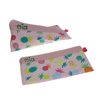 Federmäppchen Ananas rosa mit Namen personalisiert Mäppchen Schulmäppchen Schlamperle Brillenetui Schlampermäppchen