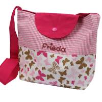 Kindertasche mit Namen Schmetterling pink zum umhängen  - Personaliesierte Kindergartentasche Umhängetasche für Kinder Bild 1