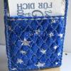 Gutschein oder Weihnachts-Geldgeschenk einzigartig verpacken im Geschenkanhänger aus weißem Leinen + blauem Glitzerstoff Bild 3