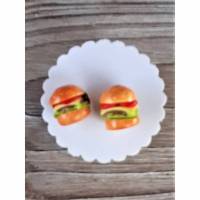 Ohrstecker Mini Hamburger Ohrringe Ohrschmuck modelliert aus Fimo Bild 1