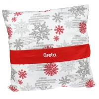 Kissen Weihnachten Schneeflocke mit Namen u. Geheimfach - Kissenbezug personalisiert - Geschenk zu Weihnachten Nikolaus Bild 1