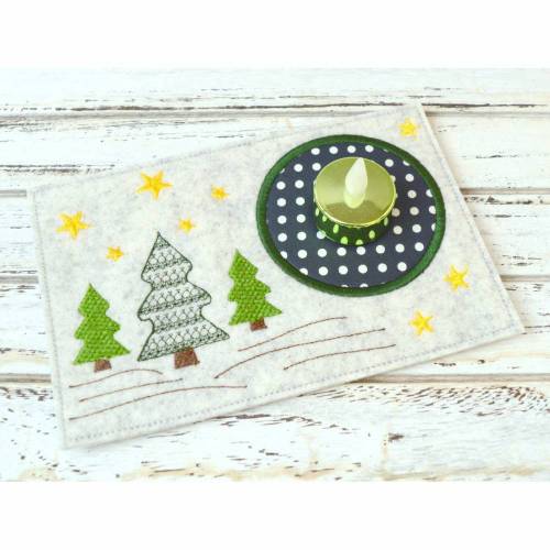 Stickdatei MugRug Untersetzer Winterwald 13x18cm und 13x20cm