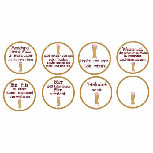 Bier Untersetzer Set Version 2 (7 Sprüche + 1 Leerer Untersetzer) ITH