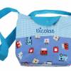 Kindertasche mit Namen blau Eisenbahn zum umhängen Personaliesierte Kindergartentasche Umhängetasche Kinder Kleinkinder Bild 1