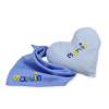 Geschenkset Wärmekissen + Halstuch mit Namen - Personalisiertes Geschenk für Babys Kinder mit Rapskissen Herz und Tuch Bild 1
