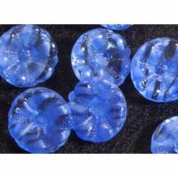 7 kleine alte Glasknöpfe 14mm blau, Blumen, Blümchen, Knöpfe 50er, 60er Jahre, Trödel Dings da Bild 1