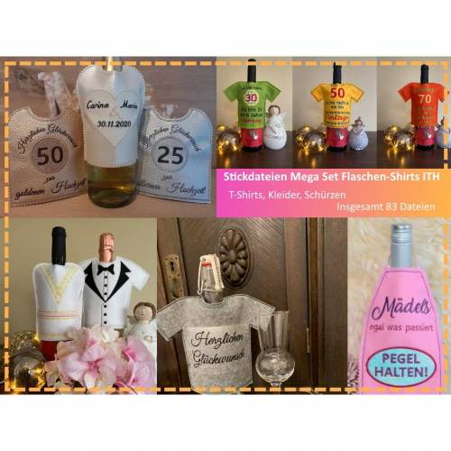 Stickdateien Mega-Set Flaschen-Shirts ITH