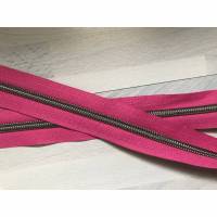 Metallisierter Endlosreißverschluss breit pink - Spirale silber Bild 1