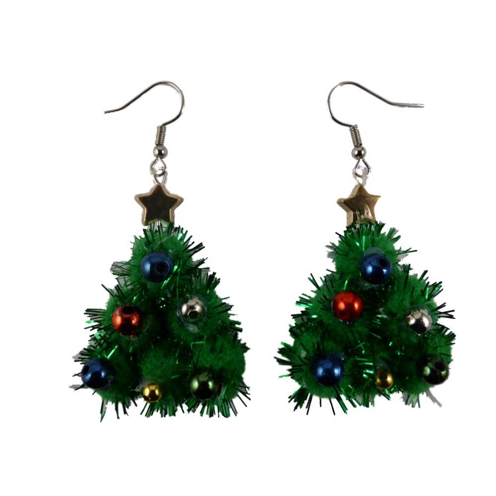3 Paar Ohrstecker Kunststoff - Weihnachtsbaum 