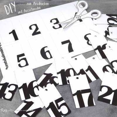 DIY Zahlenanhänger Download zum Ausdrucken und Ausschneiden
