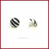 Schmuckset "Zebra" Cabochon Ohrstecker/ Ohrclips und Ring, Acryl 18mm schwarz/weiß, versilbert, Geschenk Bild 3