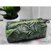 Taschenorganizer/ Etui/ Zubehörtasche aus Kunstleder, in grün-schwarzem Blätterdesign Bild 1