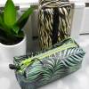 Taschenorganizer/ Etui/ Zubehörtasche aus Kunstleder, in grün-schwarzem Blätterdesign Bild 4