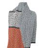 Gestrickte  Schal aus Merinowolle schwarz  grau und orange Lang handgefertigt qualitativ hochwertig Bild 6