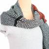 Gestrickte  Schal aus Merinowolle schwarz  grau und orange Lang handgefertigt qualitativ hochwertig Bild 7
