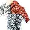 Gestrickte  Schal aus Merinowolle schwarz  grau und orange Lang handgefertigt qualitativ hochwertig Bild 9