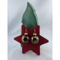 3cm moosgrüne, glänzende Weihnachtskugel-Ohrringe * goldf. Sterne * Weihnachtsohrringe * Weihnachtskugelohrringe* Christ Bild 1