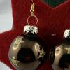 3cm moosgrüne, glänzende Weihnachtskugel-Ohrringe * goldf. Sterne * Weihnachtsohrringe * Weihnachtskugelohrringe* Christ Bild 3