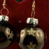 3cm moosgrüne, glänzende Weihnachtskugel-Ohrringe * goldf. Sterne * Weihnachtsohrringe * Weihnachtskugelohrringe* Christ Bild 4