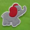 Applikation / Aufnäher niedlicher Elefant grau / rot Bild 2