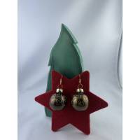 3cm moosgrüne Weihnachtskugel-Ohrringe mit goldf. Schrift Merry Xmas * Weihnachtsohrringe * Weihnachtskugelohrringe* Chr Bild 1