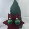 3cm, grüne, matte Weihnachtskugel-Ohrringe "X-Mas" Schneeflocke * Weihnachtsohrringe * Weihnachtskugelohrringe * Bild 2