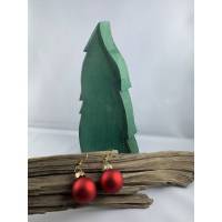 2,5 cm, pinke, matte Weihnachtskugel-Ohrringe "X-Mas" aus Glas * Weihnachtsohrringe * Weihnachtskugelohrringe * Bild 1