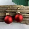 2,5 cm, pinke, matte Weihnachtskugel-Ohrringe "X-Mas" aus Glas * Weihnachtsohrringe * Weihnachtskugelohrringe * Bild 3