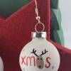 3cm, weiße, matte Weihnachtskugel-Ohrringe "X-Mas" Rentier * Punkte * Weihnachtsohrringe * Weihnachtskugelohrrin Bild 3