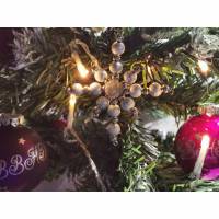 Weihnachtssterne - Adventssterne - Sternanhänger als Schmuck, auch für den Weihnachtsbaum, Klein, Crushed Silber Bild 1