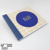 Japanbindung, 100 g/m² Recycling-Papier, Orangenpapier, dunkel-blau gold, 23,5 x 26,5 cm, handgefertigt Bild 1