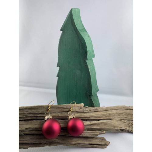 2,5 cm, pinke, matte Weihnachtskugel-Ohrringe "X-Mas" aus Glas * Weihnachtsohrringe * Weihnachtskugelohrringe *